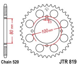JT ZĘBATKA TYLNA 819 46 SUZUKI GSX 250 '80-82 (81946JT) (ŁAŃC. 520)