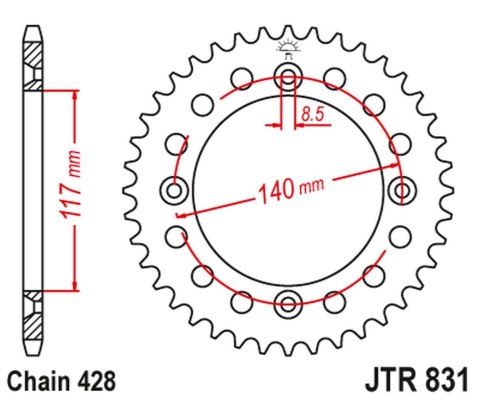 JT ZĘBATKA TYLNA 831 46 YAMAHA YZ 80L/S '84, '86-92 (83146JT) (ŁAŃC. 428) JT ZĘBATKA TYLNA 831 46 YAMAHA YZ 80L/S '84, '86-92 (83146JT) (ŁAŃC. 428)
