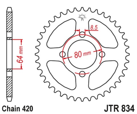 JT ZĘBATKA TYLNA 834 39 YAMAHA FS1E '71-76, RX 80 '82, RS 100 '75-79 (83439JT) (ŁAŃC. 420) JT ZĘBATKA TYLNA 834 39 YAMAHA FS1E '71-76, RX 80 '82, RS 100 '75-79 (83439JT) (ŁAŃC. 420)