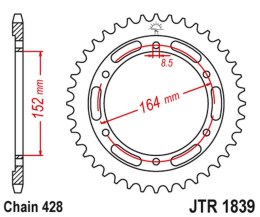 JT ZĘBATKA TYLNA 841 56 YAMAHA SR 400 (2RD) '91-00', SR 500 '91-00' (84156JT) (ŁAŃC.428)