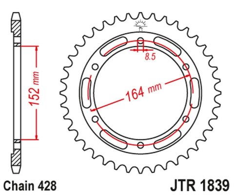 JT ZĘBATKA TYLNA 841 56 YAMAHA SR 400 (2RD) '91-00', SR 500 '91-00' (84156JT) (ŁAŃC.428) JT ZĘBATKA TYLNA 841 56 YAMAHA SR 400 (2RD) '91-00', SR 500 '91-00' (84156JT) (ŁAŃC.428)