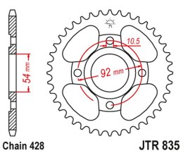 JT ZĘBATKA TYLNA 843 44 YAMAHA SR 185 '81-82 (84344JT) (ŁAŃC. 428)