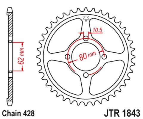 JT ZĘBATKA TYLNA 843 54 YAMAHA TT-R 125 '02-21' (84354JT) (ŁAŃC.428) JT ZĘBATKA TYLNA 843 54 YAMAHA TT-R 125 '02-21' (84354JT) (ŁAŃC.428)
