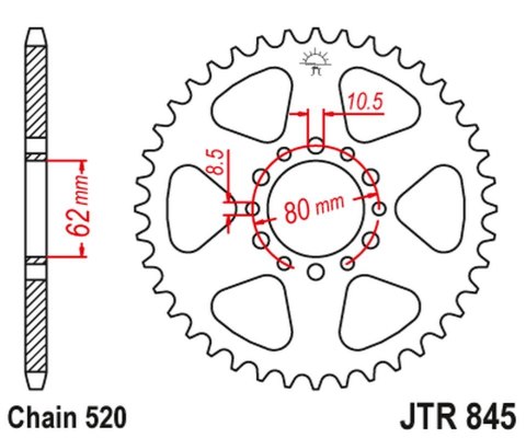 JT ZĘBATKA TYLNA 845 48 YAMAHA XT 250 '83-84 (84548JT) (ŁAŃC. 520) NA ZAMÓWIENIE JT ZĘBATKA TYLNA 845 48 YAMAHA XT 250 '83-84 (84548JT) (ŁAŃC. 520) NA ZAMÓWIENIE
