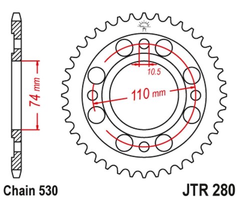 JT ZĘBATKA TYLNA HONDA CB 500 T '75-77' (28033JT) (ŁAŃC.520) JT ZĘBATKA TYLNA HONDA CB 500 T '75-77' (28033JT) (ŁAŃC.520)
