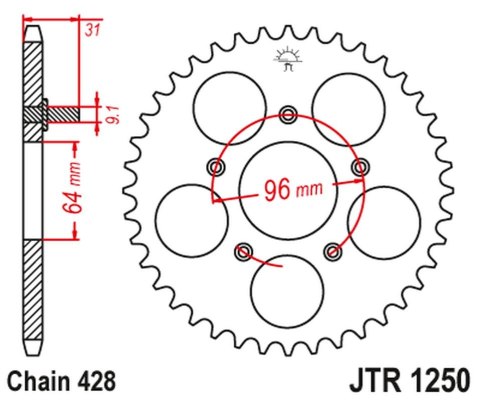 JT ZĘBATKA TYLNA JTR1250 56 HONDA NX 125 '89-90' (JTR1250.56)*(ŁANC428) NA ZAMÓWIENIE JT ZĘBATKA TYLNA JTR1250 56 HONDA NX 125 '89-90' (JTR1250.56)*(ŁANC428) NA ZAMÓWIENIE