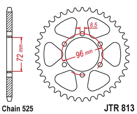 JT ZĘBATKA TYLNA SUZUKI TM 400 '71-75, TS 250 '75-83, TS 400 '72-77 (JTR813,40) (ŁAŃC. 525) JT ZĘBATKA TYLNA SUZUKI TM 400 '71-75, TS 250 '75-83, TS 400 '72-77 (JTR813,40) (ŁAŃC. 525)