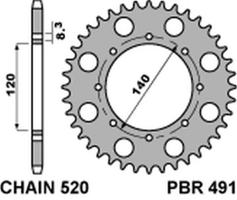 PBR ZĘBATKA TYLNA 491 39 C45 KAWASAKI KLE 500 '97-'07, KLR 650 '87-'17, W 800 '18-'20 (JTR487.39) (ŁAŃC.520) PBR ZĘBATKA TYLNA 491 39 C45 KAWASAKI KLE 500 '97-'07, KLR 650 '87-'17, W 800 '18-'20 (JTR487.39) (ŁAŃC.520)