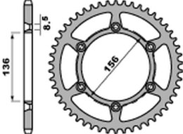 PBR ZĘBATKA TYLNA 820 53 C45 HUSQVARNA SM/SMS 630 '10-'11, SUZUKI DR 250/350 '90-'95 (JTR822.53) (ŁAŃC. 520)