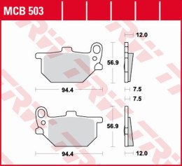 TRW ZF KLOCKI HAMULCOWE KH041 ORGANIC YAMAHA RD 250/RD 400S '78-'79 (PRZÓD/TYŁ) XS 400/750 '80-'83, XS 850 '82 PRZÓD