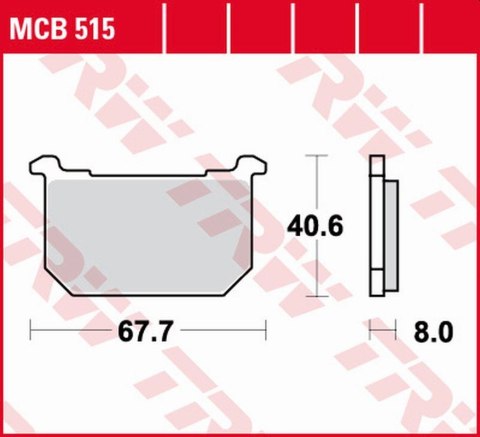 TRW ZF KLOCKI HAMULCOWE KH068 ORGANIC KAWASAKI GPZ 400/500 '82-'84, Z 400/500 '81-'83, GPZ/Z/LTD 550 '80-'82, GT/GPZ/Z/LTD 750 '