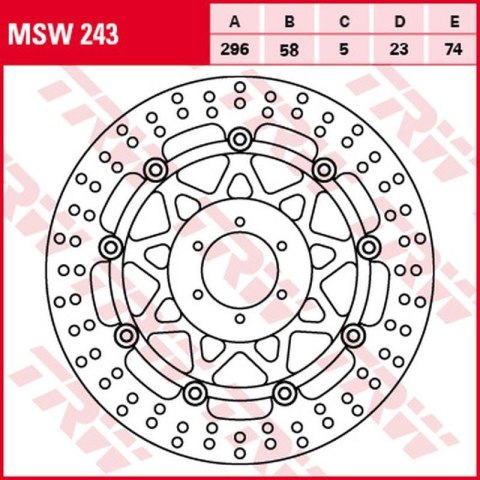 TRW ZF TARCZA HAMULCOWA PRZÓD HONDA CB 600F/S HORNET '00-'06, (296X58X5MM) TRW ZF TARCZA HAMULCOWA PRZÓD HONDA CB 600F/S HORNET '00-'06, (296X58X5MM)
