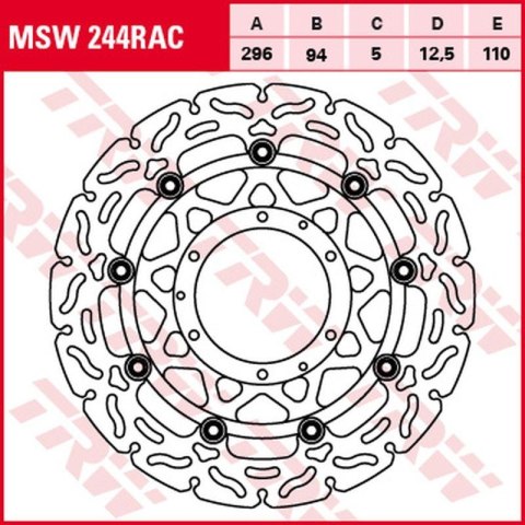TRW ZF TARCZA HAMULCOWA PRZÓD HONDA CBR 600F '01-'07 (296X94X5MM) WAVE TRW ZF TARCZA HAMULCOWA PRZÓD HONDA CBR 600F '01-'07 (296X94X5MM) WAVE