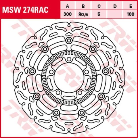 TRW ZF TARCZA HAMULCOWA PRZÓD KAWASAKI ER-6F/N '06-'16, KLE 650 VERSYS '07-, VULCAN 650S '15-, (300X80,5X5MM) WAVE TRW ZF TARCZA HAMULCOWA PRZÓD KAWASAKI ER-6F/N '06-'16, KLE 650 VERSYS '07-, VULCAN 650S '15-, (300X80,5X5MM) WAVE