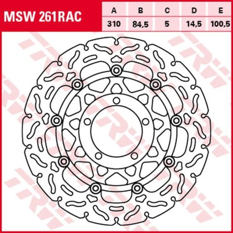TRW ZF TARCZA HAMULCOWA PRZÓD TRIUMPH DAYTONA 600 '03-'04, SPEED FOUR '02-'05, TT 600 '00-'03, DAYTONA 675 '06-'12, STREET TRIPL TRW ZF TARCZA HAMULCOWA PRZÓD TRIUMPH DAYTONA 600 '03-'04, SPEED FOUR '02-'05, TT 600 '00-'03, DAYTONA 675 '06-'12, STREET TRIPL