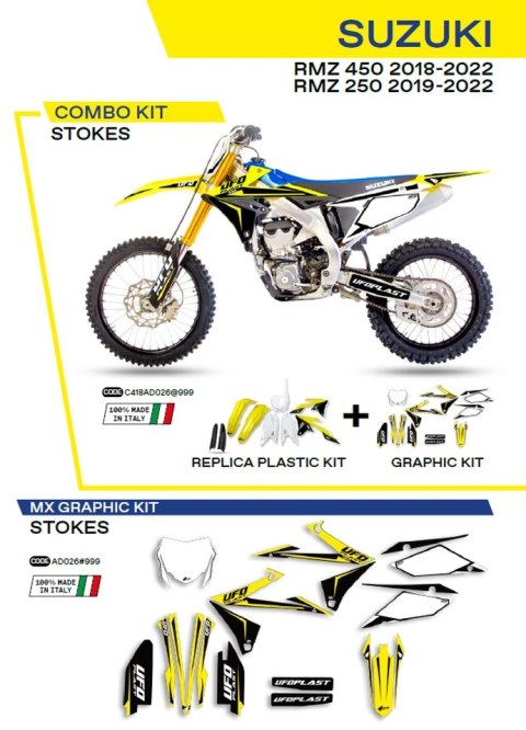 UFO KOMPLET PLASTIKÓW SUKIT418999 PLUS KOMPLET NAKLEJEK (OKLEIN) SUZUKI RMZ 250 '19-'22; RMZ 450 '18-'22 W ZESTAWIE PRZEDNIA TAB UFO KOMPLET PLASTIKÓW SUKIT418999 PLUS KOMPLET NAKLEJEK (OKLEIN) SUZUKI RMZ 250 '19-'22; RMZ 450 '18-'22 W ZESTAWIE PRZEDNIA TAB