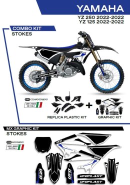 UFO KOMPLET PLASTIKÓW YAKIT324001 PLUS KOMPLET NAKLEJEK (OKLEIN) YAMAHA YZ 125/250 '22 W ZESTAWIE PRZEDNIA TABLICA (YA04860) ORA