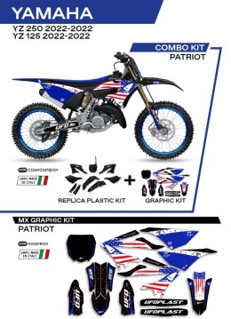 UFO KOMPLET PLASTIKÓW YAKIT324001 PLUS KOMPLET NAKLEJEK (OKLEIN) YAMAHA YZ 125/250 '22 W ZESTAWIE PRZEDNIA TABLICA (YA04860) ORA