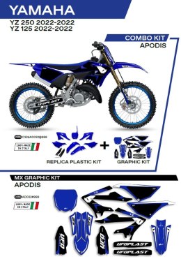 UFO KOMPLET PLASTIKÓW YAKIT324999 PLUS KOMPLET NAKLEJEK (OKLEIN) YAMAHA YZ 125/250 '22 W ZESTAWIE PRZEDNIA TABLICA (YA04860) ORA