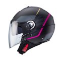 CABERG PROMOCJA KASK OTWARTY JET Z BLENDĄ MODEL RIVIERA V4X GEO KOLOR CZARNY MAT/SZARY/FUKSJA (INTENSYWNY ODCIEŃ RÓŻOWEGO) ROZMI