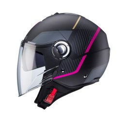 CABERG PROMOCJA KASK OTWARTY JET Z BLENDĄ MODEL RIVIERA V4X GEO KOLOR CZARNY MAT/SZARY/FUKSJA (INTENSYWNY ODCIEŃ RÓŻOWEGO) ROZMI
