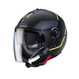 CABERG PROMOCJA KASK OTWARTY JET Z BLENDĄ MODEL RIVIERA V4X GEO KOLOR CZARNY MAT/ŻÓŁTY FLUO/SZARY ROZMIAR XXL