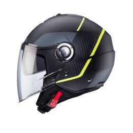 CABERG PROMOCJA KASK OTWARTY JET Z BLENDĄ MODEL RIVIERA V4X GEO KOLOR CZARNY MAT/ŻÓŁTY FLUO/SZARY ROZMIAR XXL