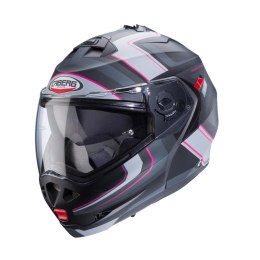 CABERG PROMOCJA KASK SZCZĘKOWY FLIP-UP MODEL DUKE X KOLOR CZARNY MAT/SZARY/SREBRNY/FUKSJA (INTENSYWNY ODCIEŃ RÓŻOWEGO) ROZMIAR M