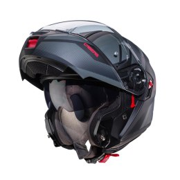 CABERG PROMOCJA KASK SZCZĘKOWY FLIP-UP MODEL LEVO X MANTA KOLOR CZARNY MAT/SZARY/CZERWONY ROZMIAR XL (PINLOCK W ZESTAWIE)