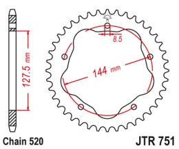 JT ZĘBATKA TYLNA 4320M 40 ALUMINIOWA (ERGAL) DUCATI MONSTER 800 S2R '05-'07, HYPERMOTARD 950 '19-'23, BIPOSTO 748/S '95-'03 (ŁAŃ