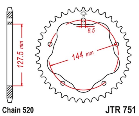 JT ZĘBATKA TYLNA 4320M 40 ALUMINIOWA (ERGAL) DUCATI MONSTER 800 S2R '05-'07, HYPERMOTARD 950 '19-'23, BIPOSTO 748/S '95-'03 (ŁAŃ JT ZĘBATKA TYLNA 4320M 40 ALUMINIOWA (ERGAL) DUCATI MONSTER 800 S2R '05-'07, HYPERMOTARD 950 '19-'23, BIPOSTO 748/S '95-'03 (ŁAŃ