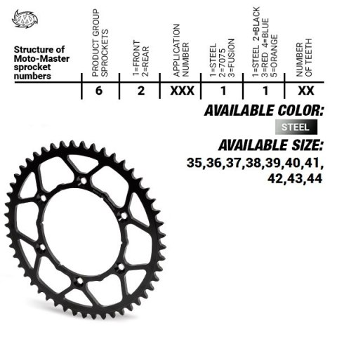 MOTO-MASTER ZĘBATKA TYLNA STALOWA ULTRALIGHT 4395 42 (439542) KTM SX 50/SX 50 MINI '04-'13 (ŁAŃC. 415) KOLOR CZARNY MOTO-MASTER ZĘBATKA TYLNA STALOWA ULTRALIGHT 4395 42 (439542) KTM SX 50/SX 50 MINI '04-'13 (ŁAŃC. 415) KOLOR CZARNY
