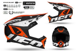 UFO KASK ECHUS CROSS KOLOR CZARNY/BIAŁY/POMARAŃCZOWY FLUO ROZMIAR M ( ECE 22R06 ) - KOLEKCJA 2024