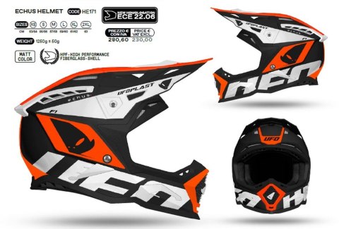 UFO KASK ECHUS CROSS KOLOR CZARNY/BIAŁY/POMARAŃCZOWY FLUO ROZMIAR M ( ECE 22R06 ) - KOLEKCJA 2024 UFO KASK ECHUS CROSS KOLOR CZARNY/BIAŁY/POMARAŃCZOWY FLUO ROZMIAR M ( ECE 22R06 ) - KOLEKCJA 2024