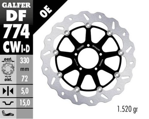 GALFER TARCZA HAMULCOWA PRZÓD DUCATI 1098 '07-'08; 1198S/R '09-; 1103/1199/1299 PANIGALE '12-; MULTISTRADA 1103 V4 '21-23 (PRAWA GALFER TARCZA HAMULCOWA PRZÓD DUCATI 1098 '07-'08; 1198S/R '09-; 1103/1199/1299 PANIGALE '12-; MULTISTRADA 1103 V4 '21-23 (PRAWA