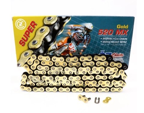 CZ ŁAŃCUCH NAPĘDOWY 520 MX (104 OGNIW) ZŁOTY (MOTOCROSS) DO 450 CCM (35,8 KN) + ZAPINKA CZ ŁAŃCUCH NAPĘDOWY 520 MX (104 OGNIW) ZŁOTY (MOTOCROSS) DO 450 CCM (35,8 KN) + ZAPINKA