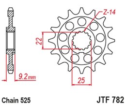 JT ZĘBATKA PRZEDNIA 2129 16 BENELLI LEONCIO 800 '22-'23, TORNADO 900 '02-'08, TNT 1130 '04-'11, TRE 1130 K '11-'17 (212916JT) (Ł