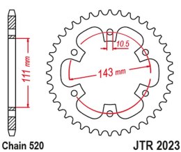 JT ZĘBATKA TYLNA 4764 42 ROYAL ENFIELD CLASSIC / METEOR 350 '31-'23 (476442JT) (ŁAŃC. 520) (OEM: 1100701B)