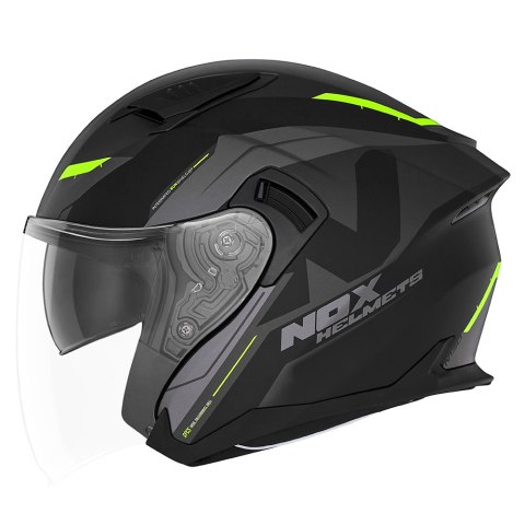 NOX PROMOCJA KASK OTWARTY JET Z BLENDĄ N130 KLINT KOLOR CZARNY MAT/ZÓŁTY FLUO ROZMIAR M NOX PROMOCJA KASK OTWARTY JET Z BLENDĄ N130 KLINT KOLOR CZARNY MAT/ZÓŁTY FLUO ROZMIAR M