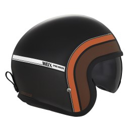 NOX PREMIUM KASK OTWARTY JET NEXT TRAKER KOLOR CZARNY/BRĄZOWY/POMARAŃCZOWY ROZMIAR M (CIEMNA BLENDA)
