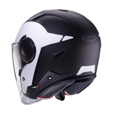 CABERG KASK OTWARTY JET Z BLENDĄ MODEL SOHO MILANO KOLOR BIAŁY/CZARNY MAT ROZMIAR L CABERG KASK OTWARTY JET Z BLENDĄ MODEL SOHO MILANO KOLOR BIAŁY/CZARNY MAT ROZMIAR L
