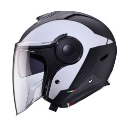 CABERG KASK OTWARTY JET Z BLENDĄ MODEL SOHO MILANO KOLOR BIAŁY/CZARNY MAT ROZMIAR M