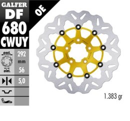 GALFER TARCZA HAMULCOWA PRZÓD HARLEY-DAVIDSON (292X56X5) (WAVE) PŁYWAJĄCA KOLOR ZŁOTY (PATRZ OPIS)