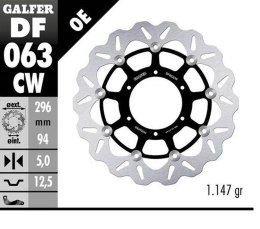 GALFER TARCZA HAMULCOWA PRZÓD HONDA CBR 600F4 i SPORT '01-'10; CB 900 HORNET '01-; VTX 1800C '01- (WAVE FLOATING) (296X94X5MM)