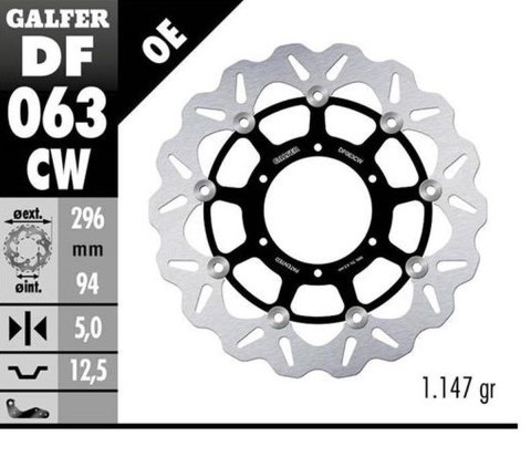 GALFER TARCZA HAMULCOWA PRZÓD HONDA CBR 600F4 i SPORT '01-'10; CB 900 HORNET '01-; VTX 1800C '01- (WAVE FLOATING) (296X94X5MM)