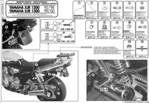 KAPPA STELAŻ KUFRA CENTRALNEGO YAMAHA XJR 1200 (95-98), XJR 1300 (98-02) ( BEZ PŁYTY ) KAPPA STELAŻ KUFRA CENTRALNEGO YAMAHA XJR 1200 (95-98), XJR 1300 (98-02) ( BEZ PŁYTY )