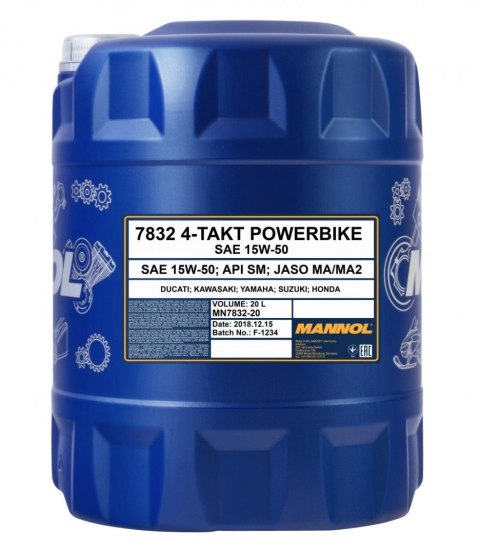 MANNOL OLEJ SILNIKOWY 4T MOTORBIKE 15W50 20L ESTER + MA2 SEMISYNTETYK (7832) MANNOL OLEJ SILNIKOWY 4T MOTORBIKE 15W50 20L ESTER + MA2 SEMISYNTETYK (7832)