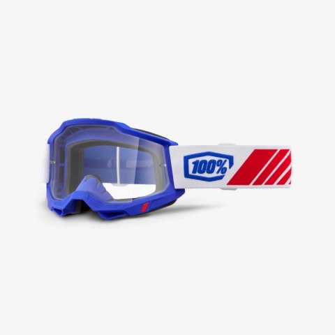 100 PROCENT GOGLE ACCURI 2 KOLBY - CLEAR LENS - KOLOR CZERWONY/BIAŁY/NIEBIESKI SZYBKA PRZEŹROCZYSTA