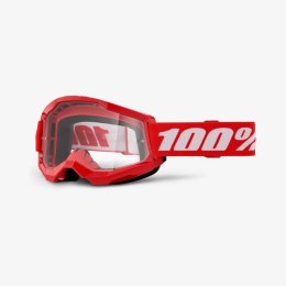 100 PROCENT GOGLE STRATA 2 RED - CLEAR LENS - KOLOR CZERWONY/BIAŁY SZYBKA PRZEŹROCZYSTA