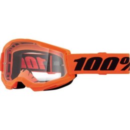 100 PROCENT GOGLE STRATA 2 YOUTH JUNIOR NEON ORANGE - CLEAR LENS - KOLOR POMARAŃCZOWY/CZARNY SZYBKA PRZEŹROCZYSTA